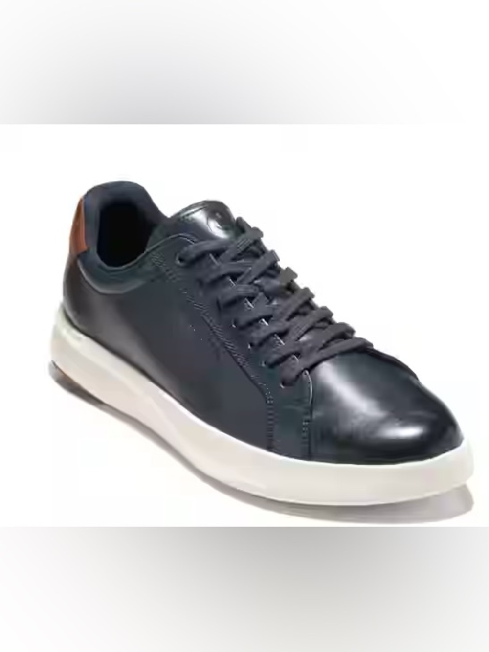 Men's Cole Haan Black Leather Casual Sneakers with White Sole Sz 10.5